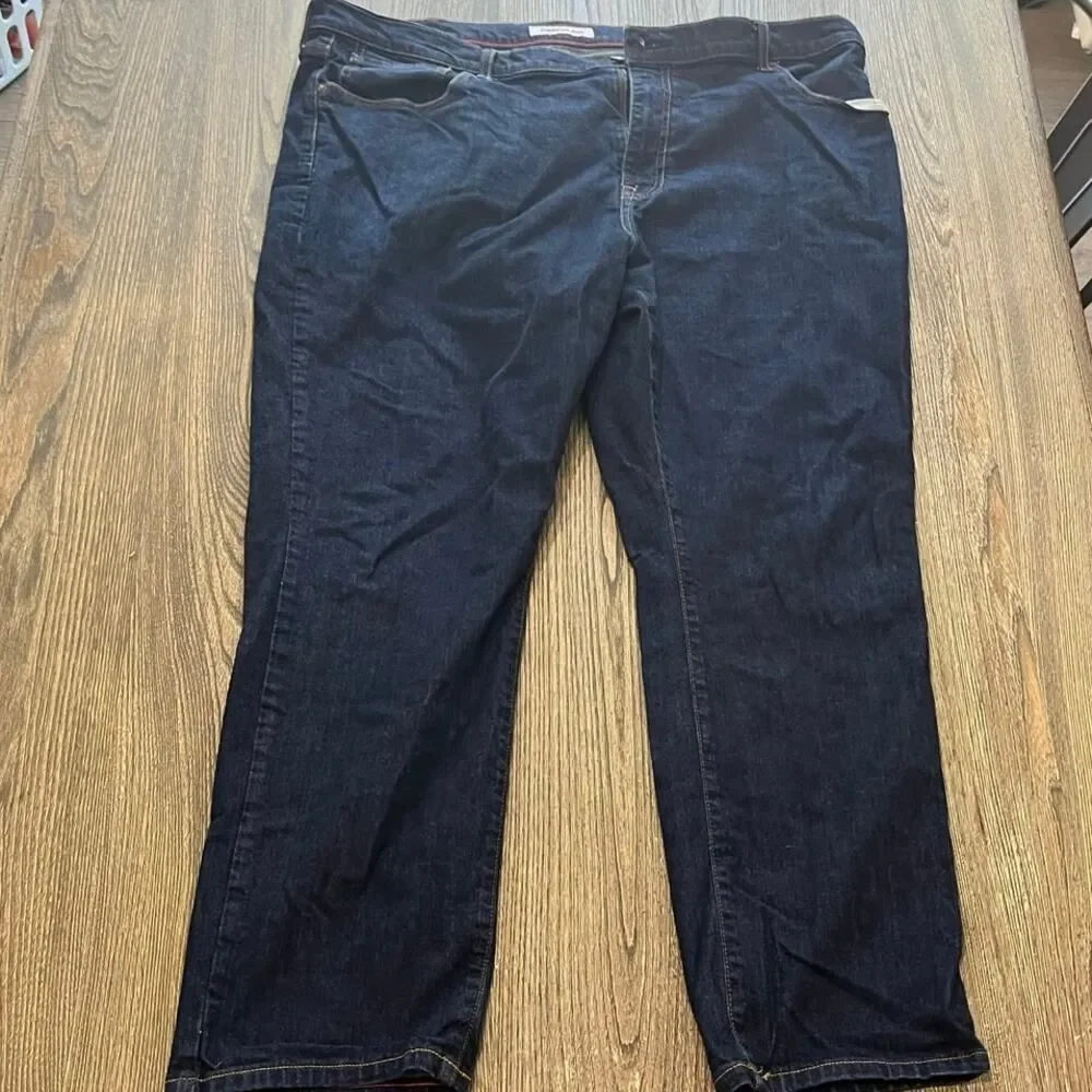 Tommy Jeans Mens Straight Leg Mid Rise Denim Dark Wash Blue Size 42x30